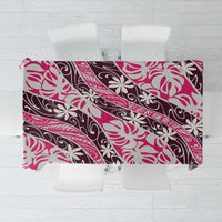 Tarona Tahiti Tiare Monstera Tablecloth Polynesian Pattern Curve Style LT01 Pink - Polynesian Pride