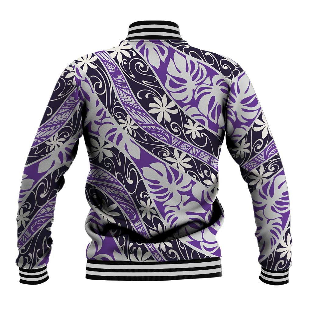 Vareau Tahiti Tiare Monstera Baseball Jacket Polynesian Pattern Curve Style LT01 - Polynesian Pride