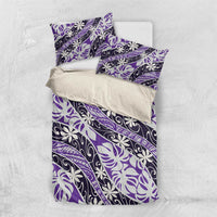 Vareau Tahiti Tiare Monstera Bedding Set Polynesian Pattern Curve Style LT01 US Twin 172cm x 218cm Purple - Polynesian Pride
