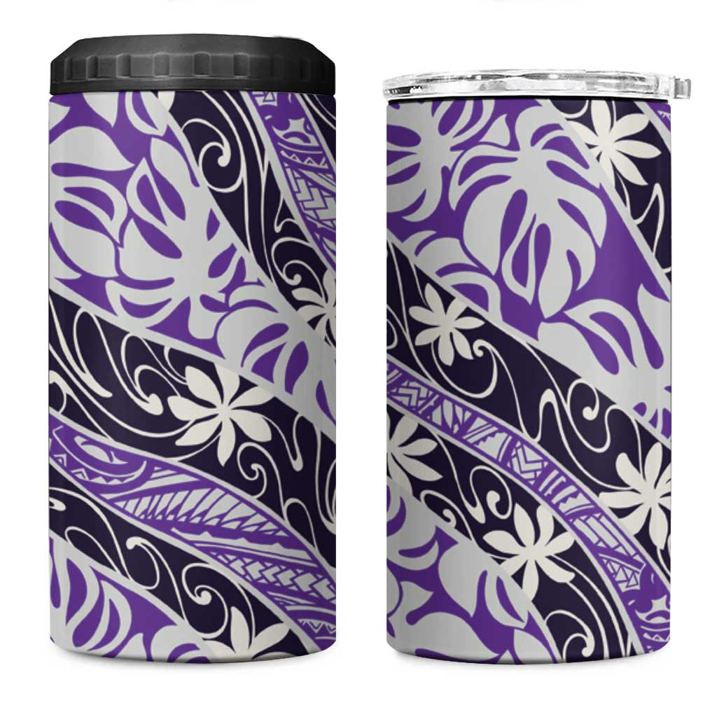 Vareau Tahiti Tiare Monstera 4 in 1 Can Cooler Tumbler Polynesian Pattern Curve Style LT01 One Size: 16 oz Purple - Polynesian Pride