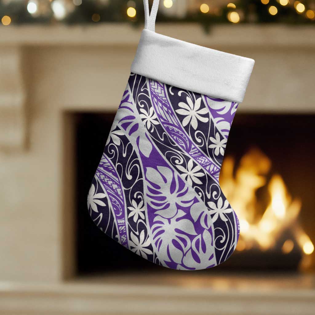 Vareau Tahiti Tiare Monstera Christmas Stocking Polynesian Pattern Curve Style LT01 Set of 2 Purple - Polynesian Pride