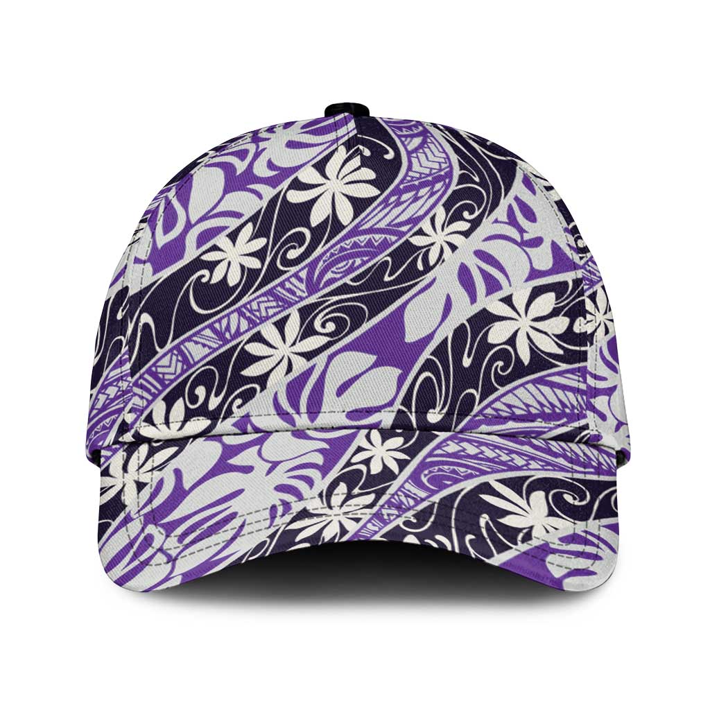 Vareau Tahiti Tiare Monstera Classic Cap Polynesian Pattern Curve Style LT01 Universal Fit Purple - Polynesian Pride