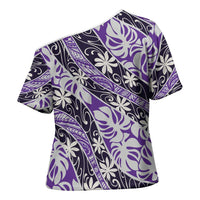 Vareau Tahiti Tiare Monstera Cross Shoulder Shirt Polynesian Pattern Curve Style LT01 - Polynesian Pride