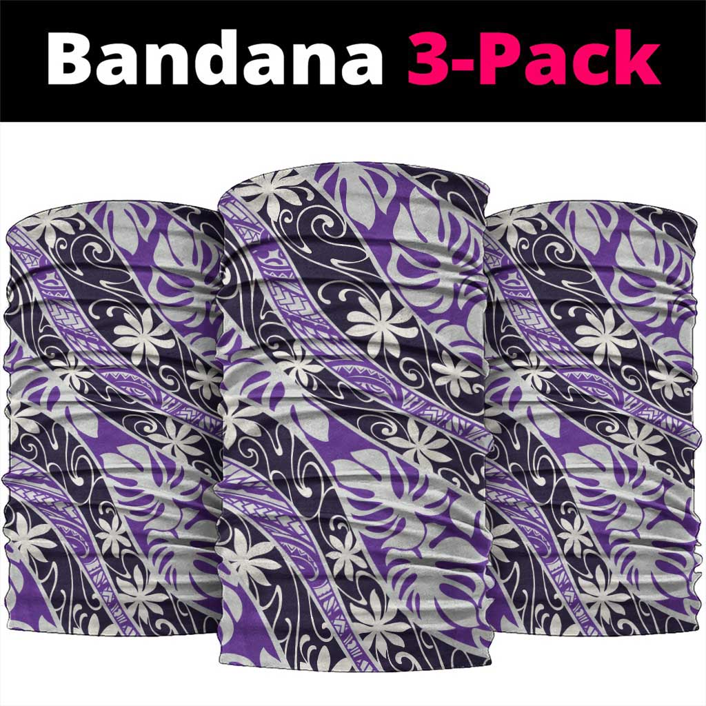 Vareau Tahiti Tiare Monstera Neck Gaiter Polynesian Pattern Curve Style LT01 package One Size: 25*50cm Purple - Polynesian Pride