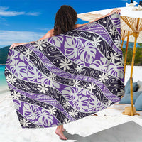 Vareau Tahiti Tiare Monstera Sarong Polynesian Pattern Curve Style LT01 One Size 44 x 66 inches Purple - Polynesian Pride