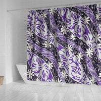 Vareau Tahiti Tiare Monstera Shower Curtain Polynesian Pattern Curve Style LT01 - Polynesian Pride