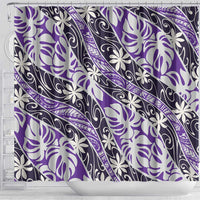 Vareau Tahiti Tiare Monstera Shower Curtain Polynesian Pattern Curve Style LT01 - Polynesian Pride
