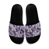 Vareau Tahiti Tiare Monstera Slide Sandals Polynesian Pattern Curve Style LT01 Purple - Polynesian Pride
