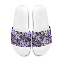 Vareau Tahiti Tiare Monstera Slide Sandals Polynesian Pattern Curve Style LT01 Purple - Polynesian Pride