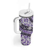 Vareau Tahiti Tiare Monstera Tumbler With Handle Polynesian Pattern Curve Style LT01 - Polynesian Pride
