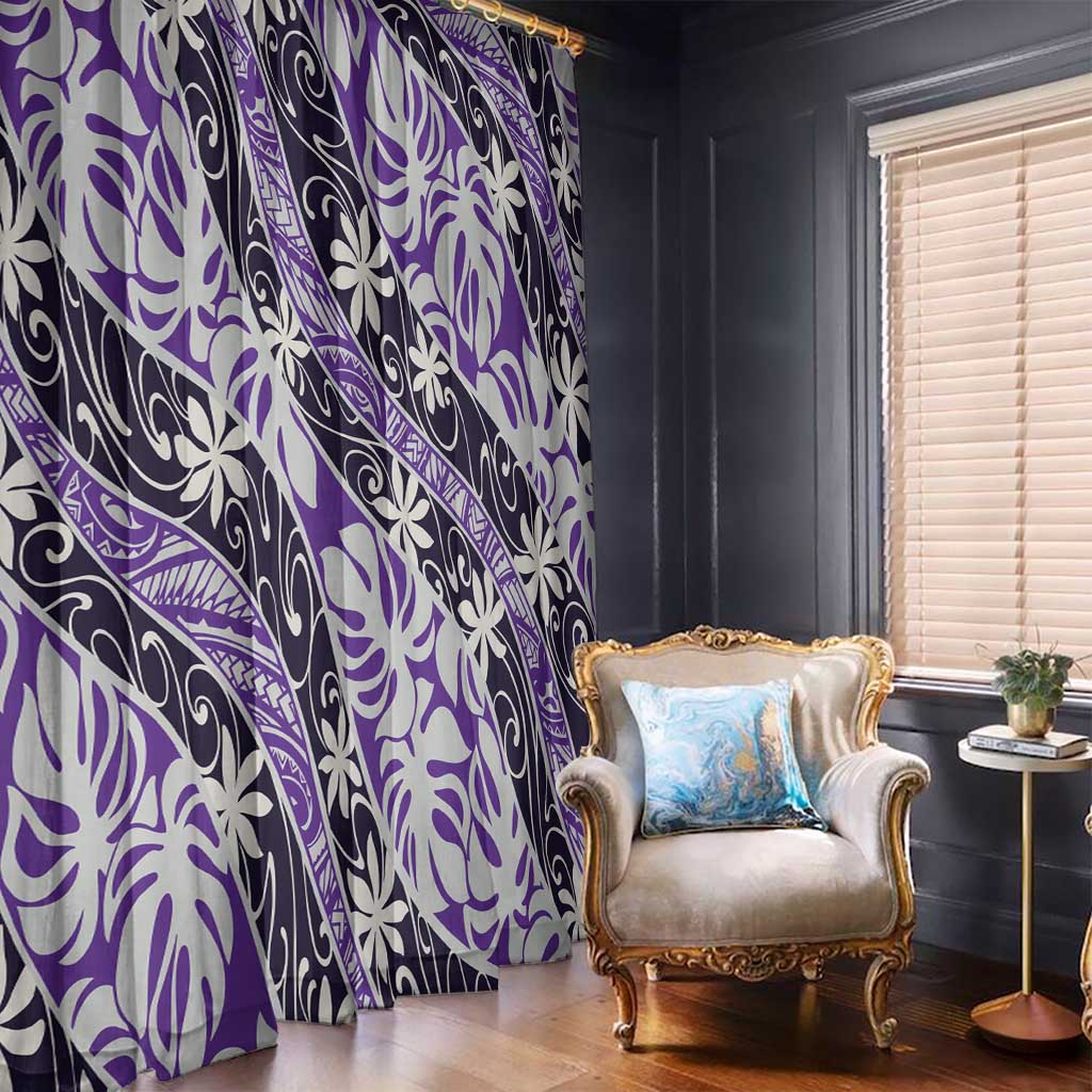 Vareau Tahiti Tiare Monstera Window Curtain Polynesian Pattern Curve Style LT01 - Polynesian Pride