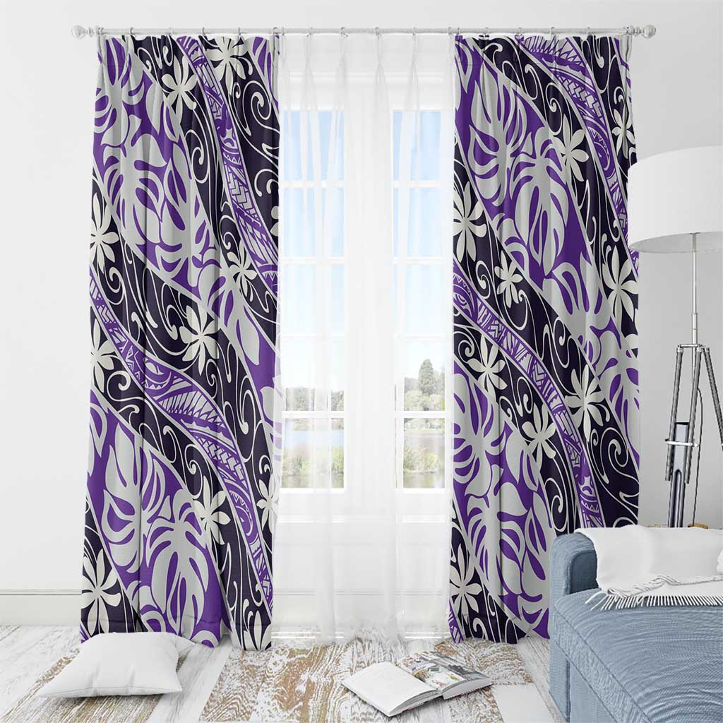 Vareau Tahiti Tiare Monstera Window Curtain Polynesian Pattern Curve Style LT01 - Polynesian Pride