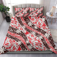 Uteute Tahiti Tiare Monstera Bedding Set Polynesian Pattern Curve Style LT01 - Polynesian Pride