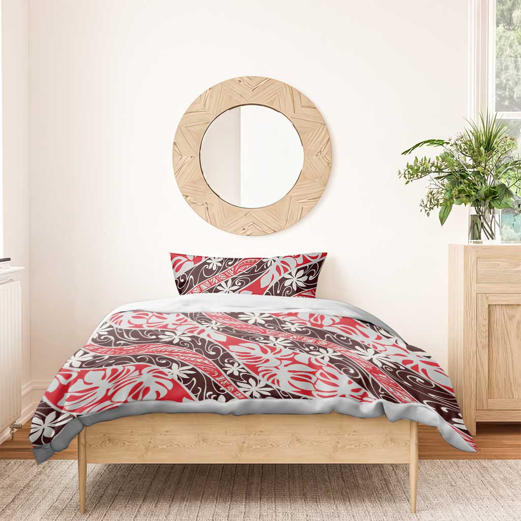 Uteute Tahiti Tiare Monstera Bedding Set Polynesian Pattern Curve Style LT01 - Polynesian Pride