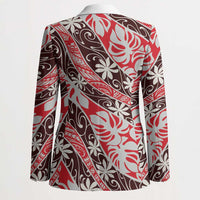 Uteute Tahiti Tiare Monstera Blazer Polynesian Pattern Curve Style LT01 - Polynesian Pride