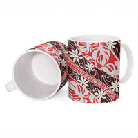Uteute Tahiti Tiare Monstera Ceramic Mug Polynesian Pattern Curve Style LT01 - Polynesian Pride