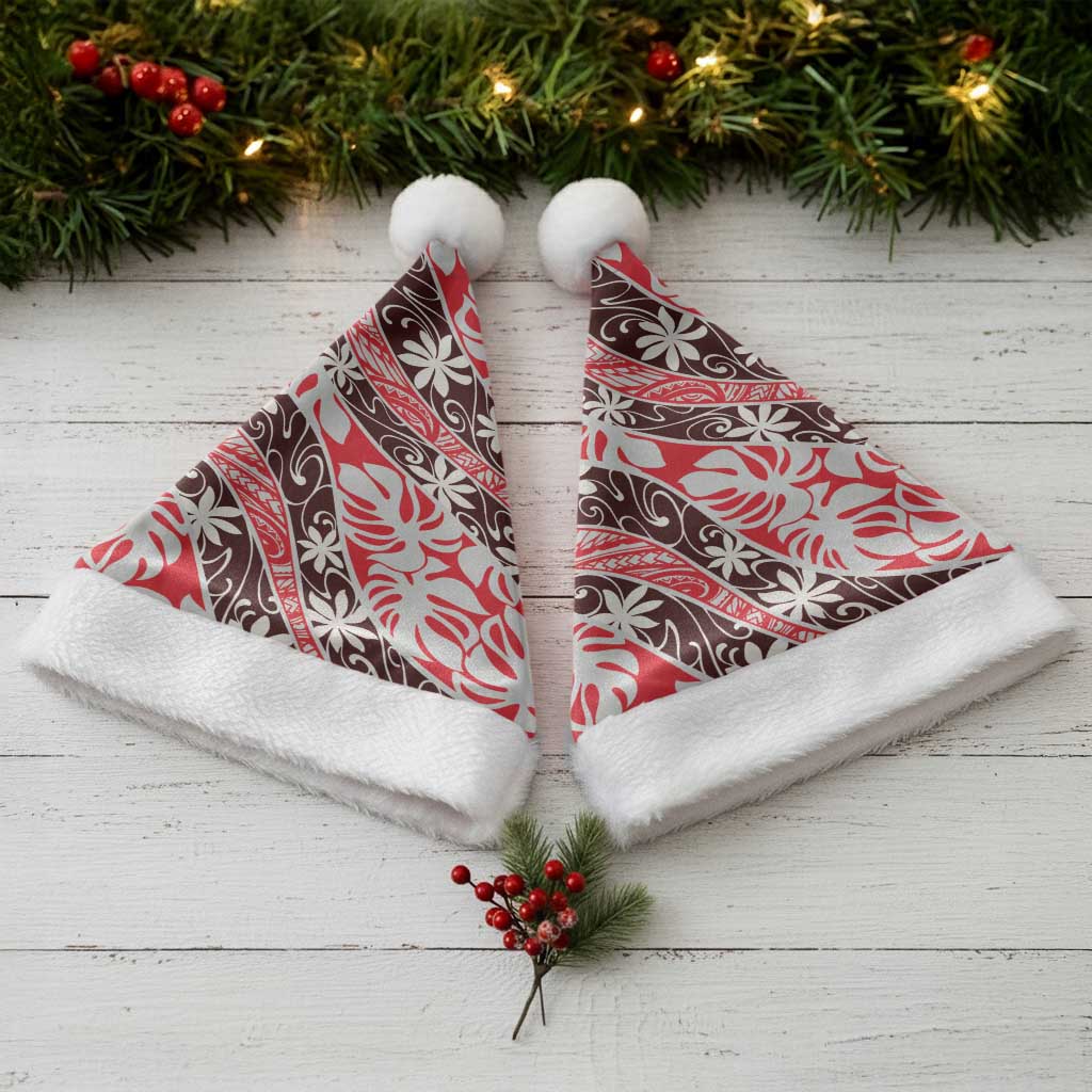 Uteute Tahiti Tiare Monstera Christmas Santa Hat Polynesian Pattern Curve Style LT01 - Polynesian Pride