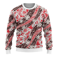 Uteute Tahiti Tiare Monstera Ugly Christmas Sweater Polynesian Pattern Curve Style LT01 - Polynesian Pride