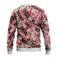 Uteute Tahiti Tiare Monstera Ugly Christmas Sweater Polynesian Pattern Curve Style LT01 - Polynesian Pride