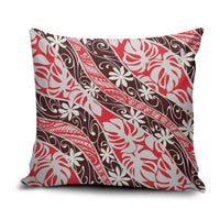 Uteute Tahiti Tiare Monstera Pillow Cover Polynesian Pattern Curve Style LT01 Red - Polynesian Pride