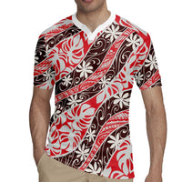 Uteute Tahiti Tiare Monstera Rugby Jersey Polynesian Pattern Curve Style LT01 - Polynesian Pride