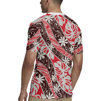 Uteute Tahiti Tiare Monstera Rugby Jersey Polynesian Pattern Curve Style LT01 - Polynesian Pride