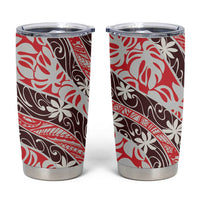 Uteute Tahiti Tiare Monstera Tumbler Cup Polynesian Pattern Curve Style LT01 Red - Polynesian Pride