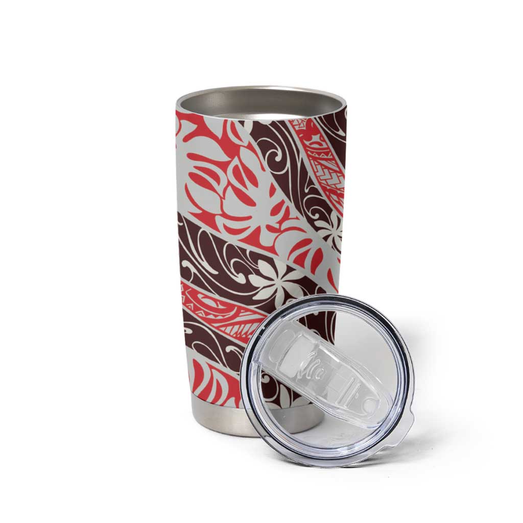 Uteute Tahiti Tiare Monstera Tumbler Cup Polynesian Pattern Curve Style LT01 - Polynesian Pride