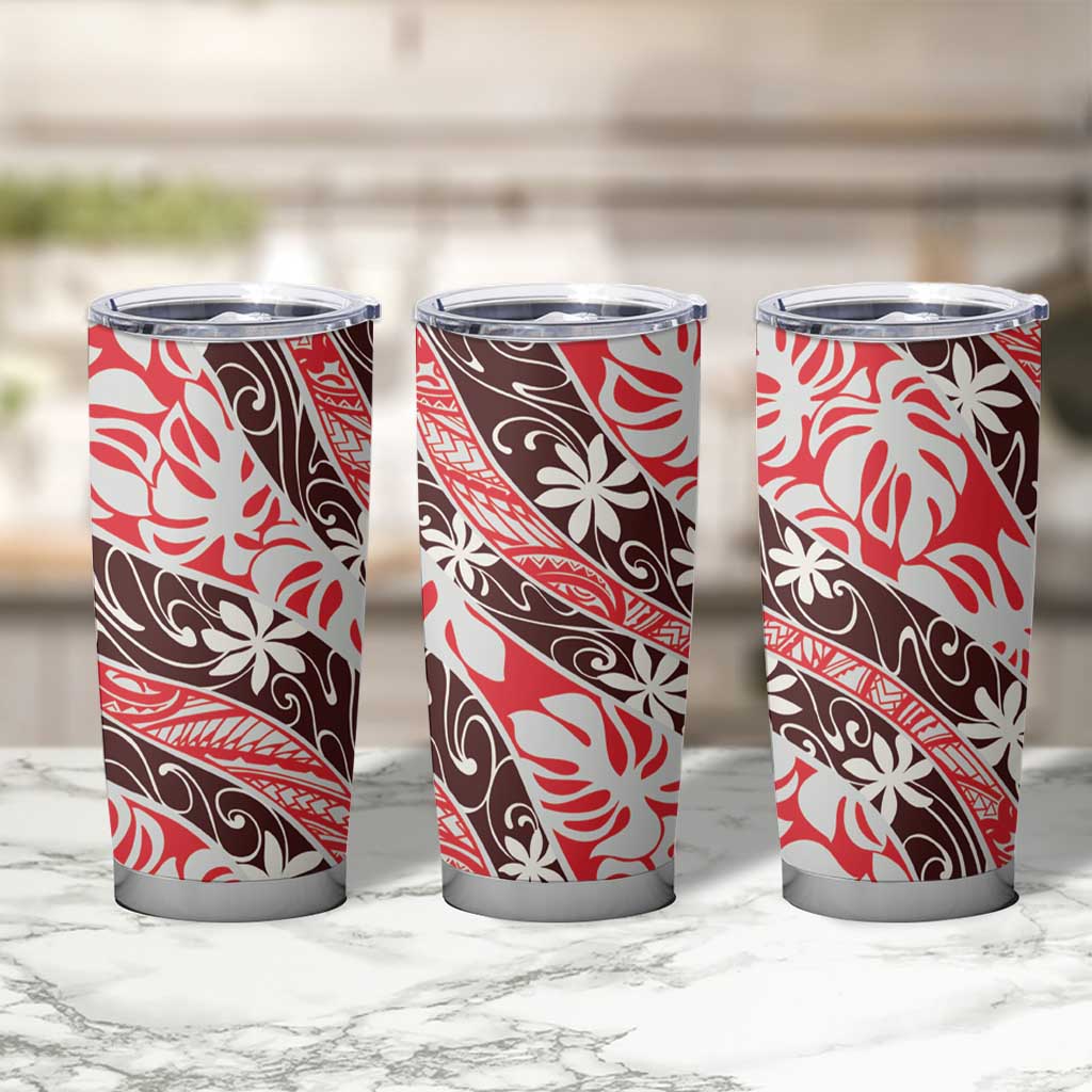 Uteute Tahiti Tiare Monstera Tumbler Cup Polynesian Pattern Curve Style LT01 - Polynesian Pride