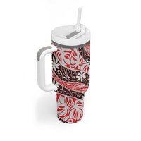 Uteute Tahiti Tiare Monstera Tumbler With Handle Polynesian Pattern Curve Style LT01 - Polynesian Pride