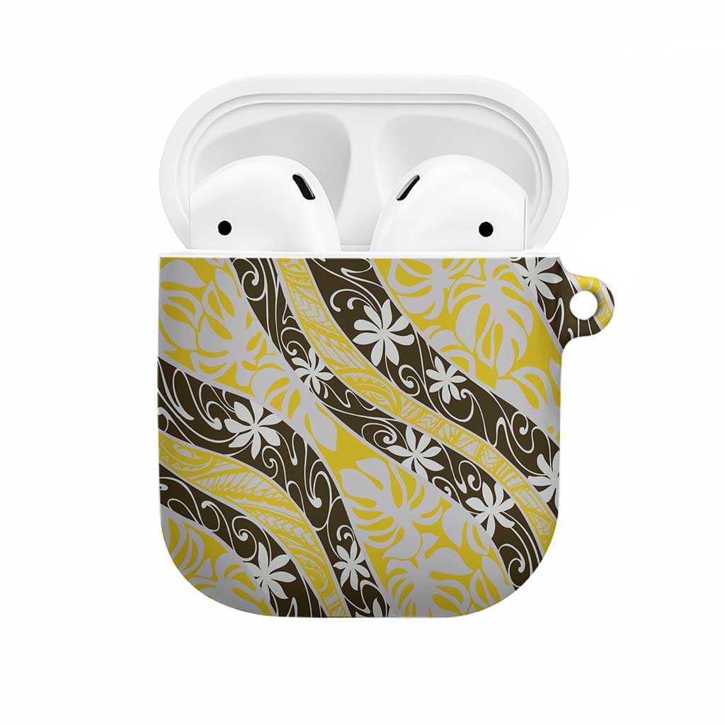 Rearea Tahiti Tiare Monstera AirPods Case Polynesian Pattern Curve Style LT01 Yellow - Polynesian Pride