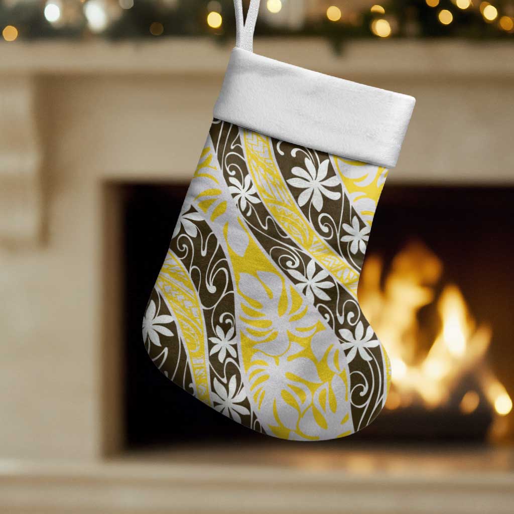 Rearea Tahiti Tiare Monstera Christmas Stocking Polynesian Pattern Curve Style LT01 Set of 2 Yellow - Polynesian Pride