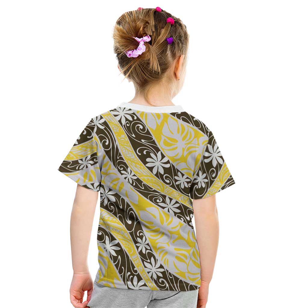 Rearea Tahiti Tiare Monstera Kid T Shirt Polynesian Pattern Curve Style LT01 - Polynesian Pride