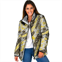 Rearea Tahiti Tiare Monstera Padded Jacket Polynesian Pattern Curve Style LT01 Women Yellow - Polynesian Pride
