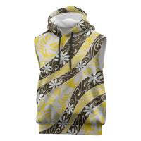 Rearea Tahiti Tiare Monstera Sleeveless Hoodie Polynesian Pattern Curve Style LT01 Yellow - Polynesian Pride