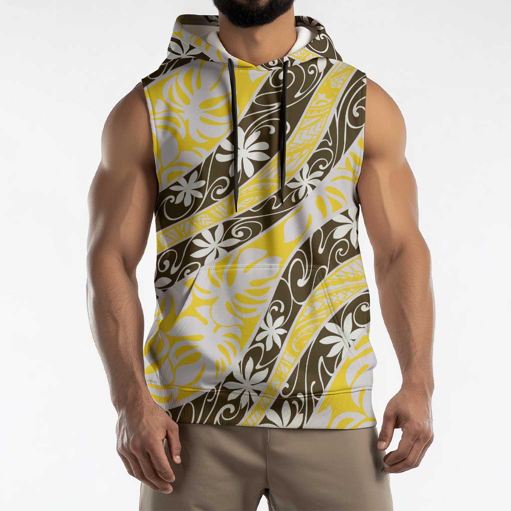 Rearea Tahiti Tiare Monstera Sleeveless Hoodie Polynesian Pattern Curve Style LT01 - Polynesian Pride