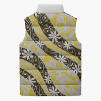 Rearea Tahiti Tiare Monstera Sleeveless Puffer Jacket Polynesian Pattern Curve Style LT01 - Polynesian Pride