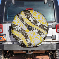 Rearea Tahiti Tiare Monstera Spare Tire Cover Polynesian Pattern Curve Style LT01 Yellow - Polynesian Pride