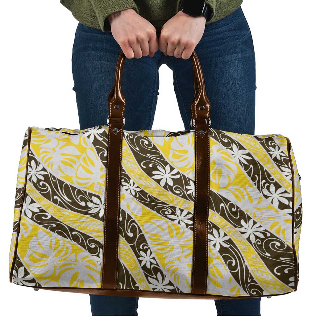 Rearea Tahiti Tiare Monstera Travel Bag Polynesian Pattern Curve Style LT01 Yellow - Polynesian Pride