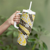 Rearea Tahiti Tiare Monstera Tumbler With Handle Polynesian Pattern Curve Style LT01 - Polynesian Pride