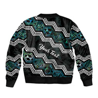 Personalised Taniko Aotearoa Mix Paua Shell Bomber Jacket Niho Taniwha Turquoise Glitter LT01 - Polynesian Pride