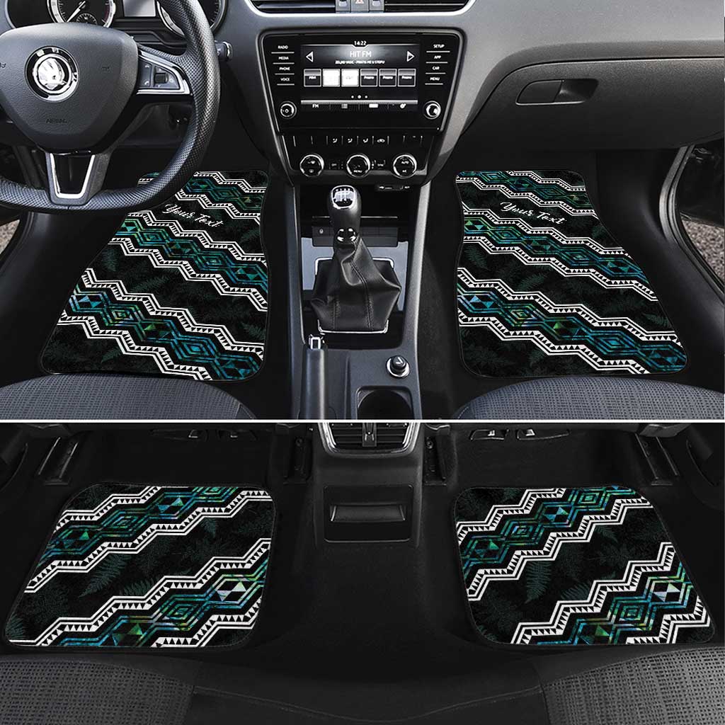 Personalised Taniko Aotearoa Mix Paua Shell Car Mats Niho Taniwha Turquoise Glitter LT01 Set 4pcs Turquoise - Polynesian Pride