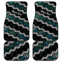 Personalised Taniko Aotearoa Mix Paua Shell Car Mats Niho Taniwha Turquoise Glitter LT01 - Polynesian Pride