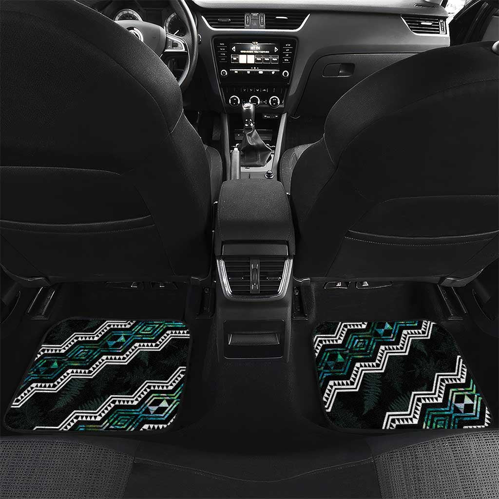 Personalised Taniko Aotearoa Mix Paua Shell Car Mats Niho Taniwha Turquoise Glitter LT01 Set 2pcs - Back Turquoise - Polynesian Pride