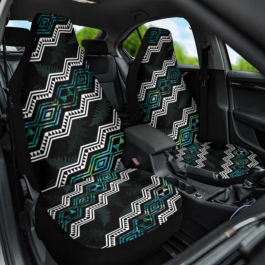 Taniko Aotearoa Mix Paua Shell Car Seat Cover Niho Taniwha Turquoise Glitter LT01 One Size Turquoise - Polynesian Pride