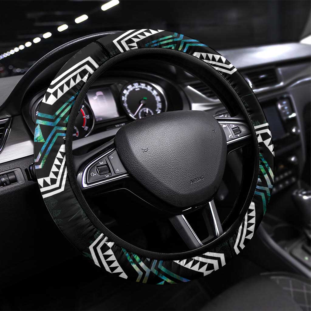 Taniko Aotearoa Mix Paua Shell Steering Wheel Cover Niho Taniwha Turquoise Glitter