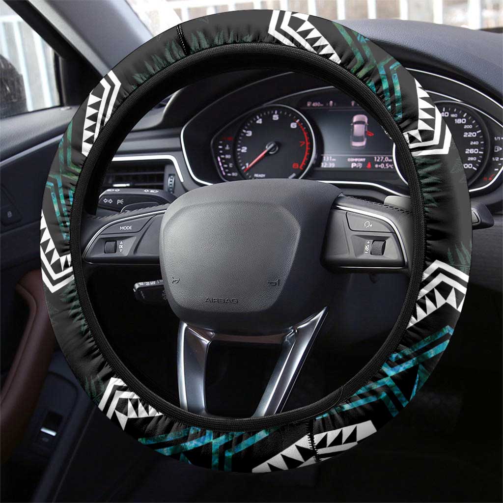 Taniko Aotearoa Mix Paua Shell Steering Wheel Cover Niho Taniwha Turquoise Glitter LT01 - Polynesian Pride