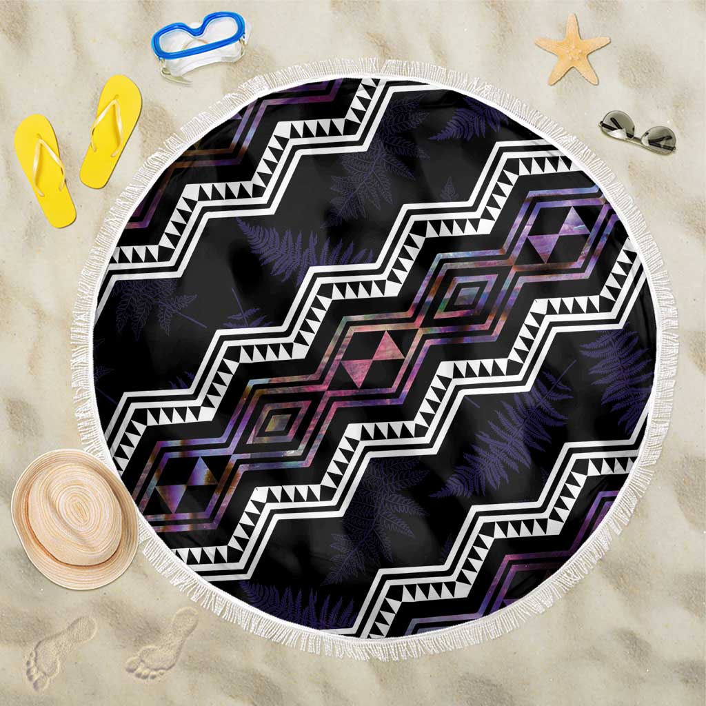 Personalised Taniko Aotearoa Mix Paua Shell Beach Blanket Niho Taniwha Lilac Glitter