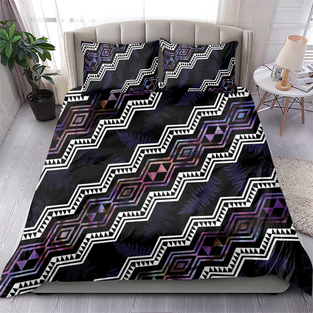 Personalised Taniko Aotearoa Mix Paua Shell Bedding Set Niho Taniwha Lilac Glitter LT01 - Polynesian Pride
