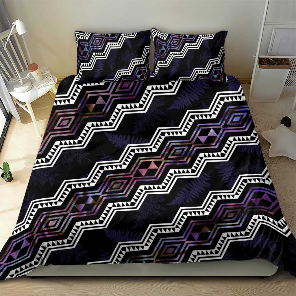 Personalised Taniko Aotearoa Mix Paua Shell Bedding Set Niho Taniwha Lilac Glitter LT01 - Polynesian Pride